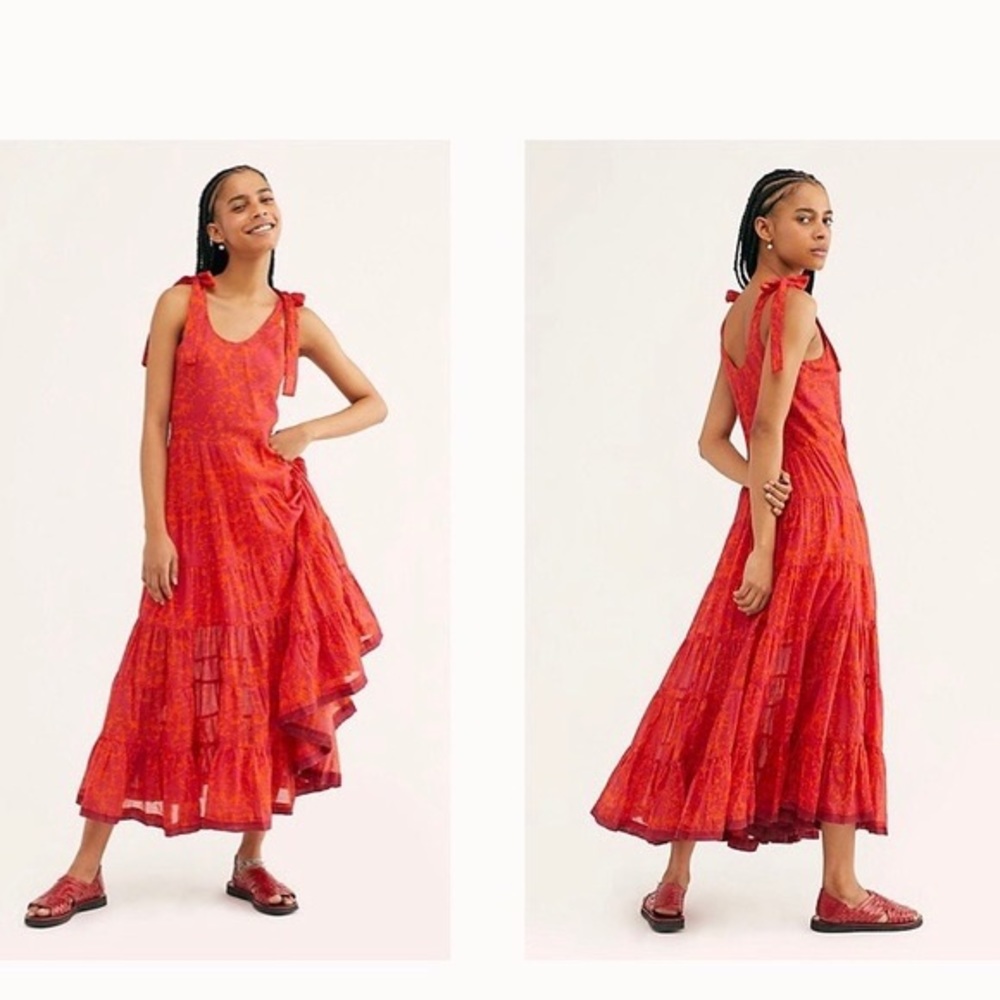 Free people kika tiered midi dress.